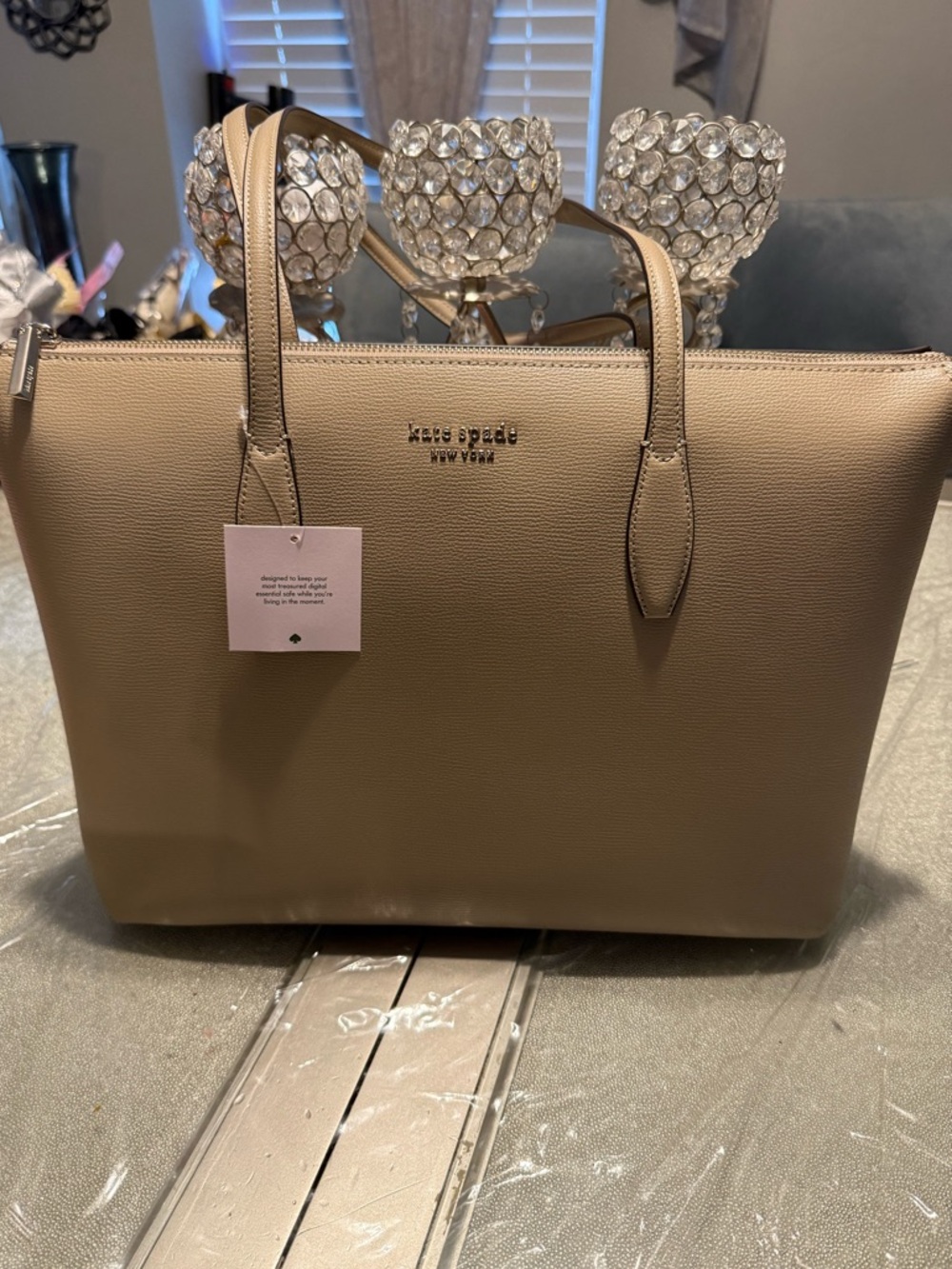 kate spade beige tote bag brand new with tags & dust bag
